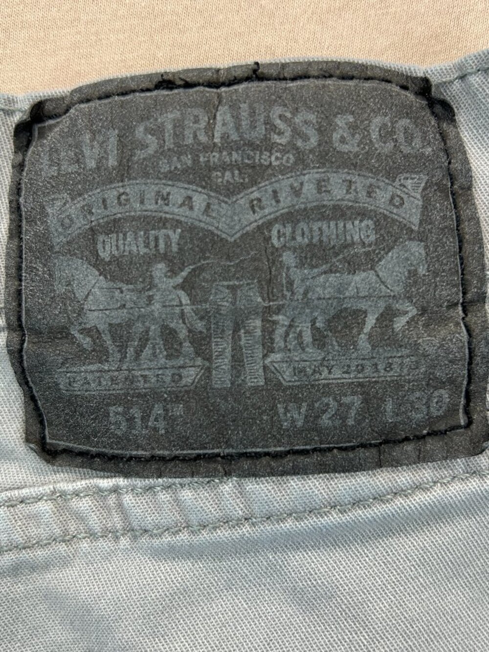 Levis 514 Jeans Mens 27x30 Grayish Blue Mid Rise Denim Straight Fit Stretch